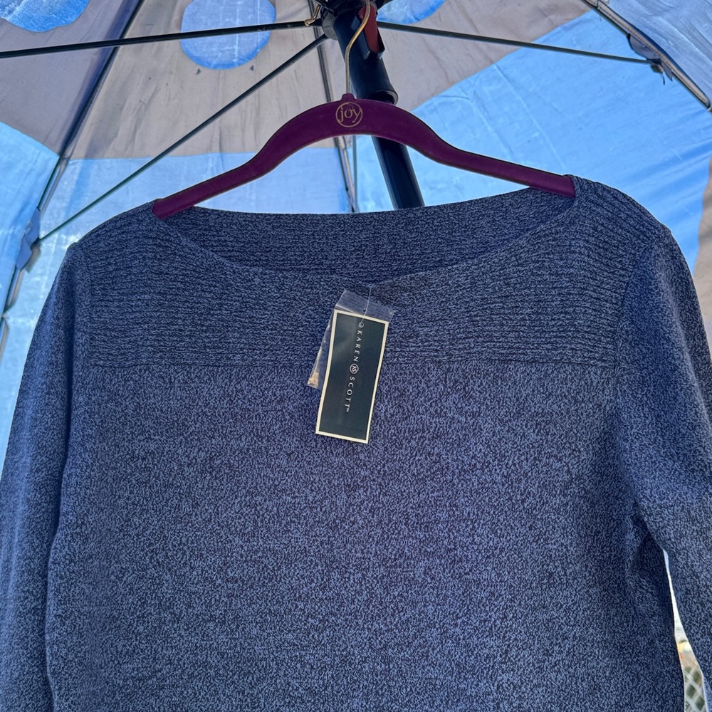 Karen Scott Heathered Gray Crew Neck Sweater